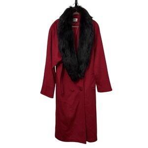 Vintage Union Made Double Breasted Wool Coat Faux Fur Collar Old Money Opera